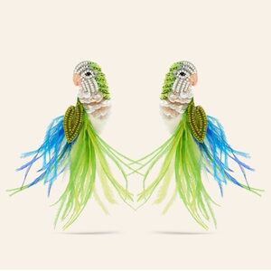 Mignonne Gavigan Parrot Earrings in Green and Blue